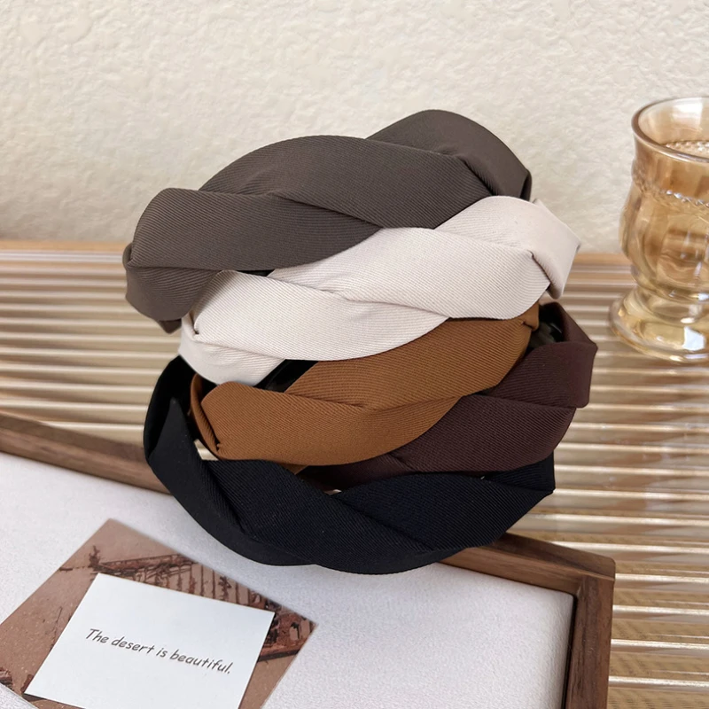 

New Womans Temperament Solid Color Headbands Girl Go Out All-Match Wide Hair Bands Hair Hoop Female Fashion Hair Accessories