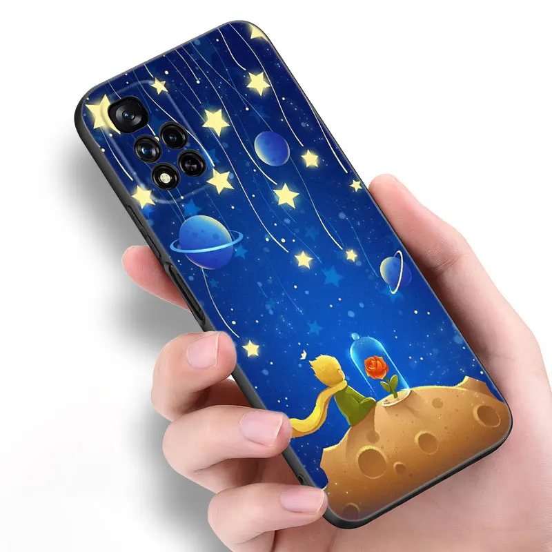Little Prince And Fox Black Silicone Phone Case For Xiaomi POCO X3 X4 NFC F4 GT F5 F6 M4 M6 X5 X6 NEO Pro 5G M5