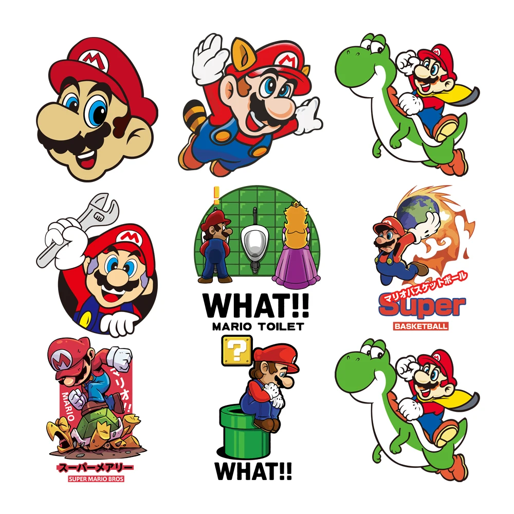 

Симпатичные термочувствительные нашивки Super Mario, наклейки, аппликация, термоклейкие переводки для одежды, футболки, самодельные нашивки на ...
