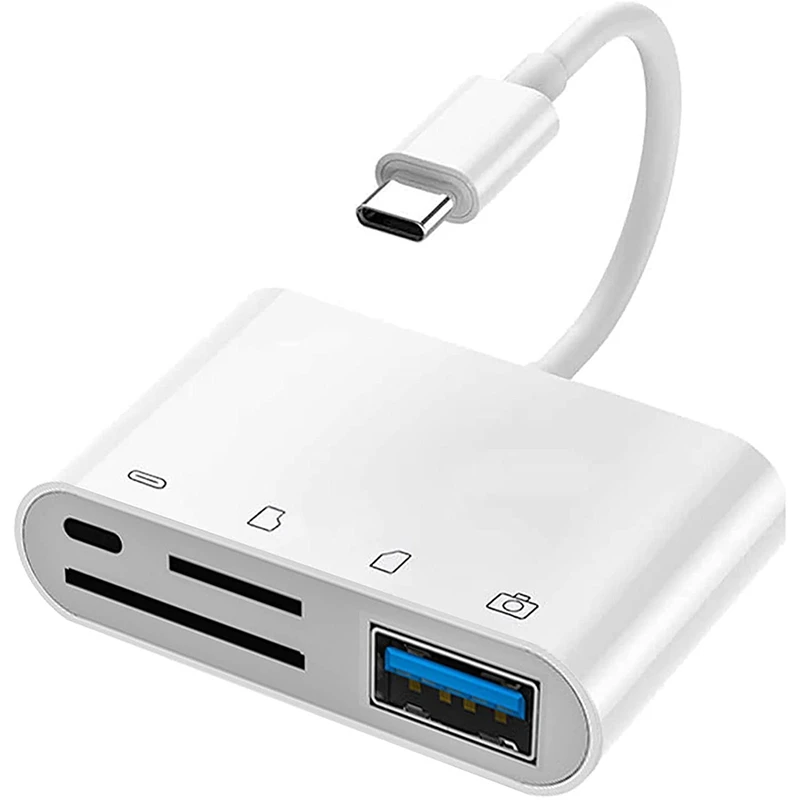 

USB-C SD Card Reader, 4 In 1 USB OTG Adapter With Charging Port SD/TF Card Slot For Camera,Phone With USB-C Port Devices
