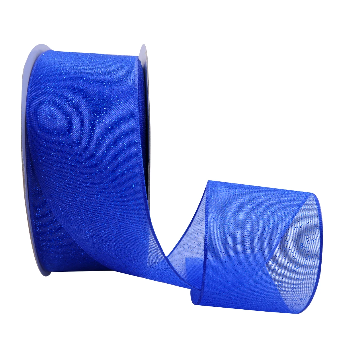 

5 10 25 Yards/Roll 38mm Christmas Sheer Glitter Ribbon Deep Blue Wired Edge Ribbon for Christmas Decorations 1055