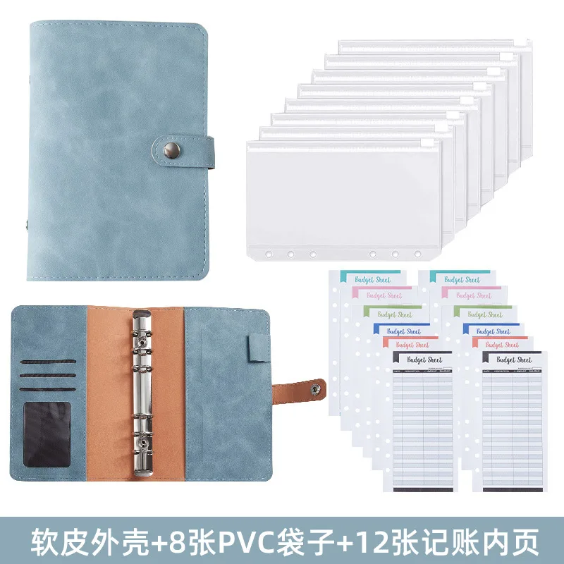 

A6 PU Leather Binder Budget Envelope Planner Organizer System with Clear Zipper Pockets,Expense Budget Sheets and Letter Sticker