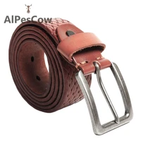 mens high quality genuine leather strap luxury pin buckle vintage jeans belt 100 alps cowhide designer brand male waistband