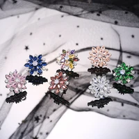 female luxury crystal zircon stud earrings cute flowers snowflakes earrings girl friendship jewelry bijoux de boucle doreille