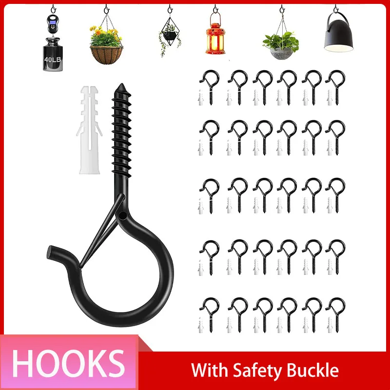 

Q-type Spring Buckle Screw Hook With Safety Buckle Thread Hooks Are Used For Hanging Outdoor And Indoor Decorations On Hangers