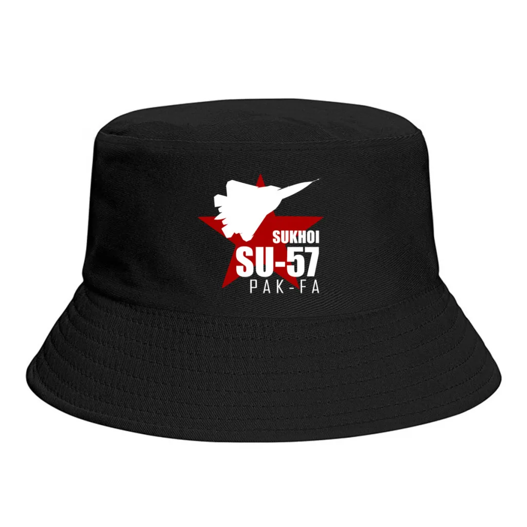 

New Summer Sukhoi Su-57 Bucket Hat for Women Men Russian USSR CCCP Outdoor Foldable Bob Fisherman Hats Girls Boys Panama Sun Cap