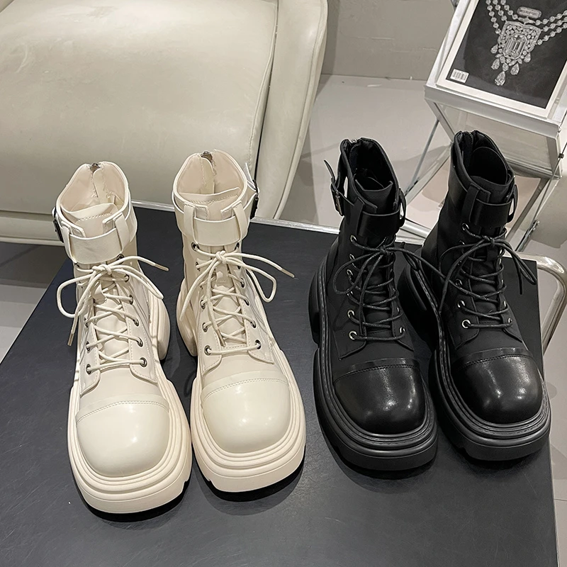 

Shoes Summer Boots Women Luxury Designer Boots-Women Zipper Round Toe Fashion Med Ladies Rubber Rock 2023 Lolita Ankle Basic Cr