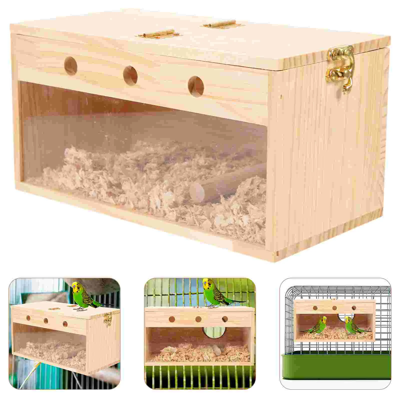 

Bird Box Nesting Parakeet Cage House Houses Cockatiel Wooden Parrot Budgie Breeding Parakeets Wood Cages Boxes Home Supplies