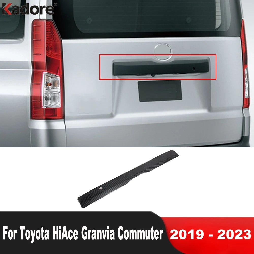 

Накладка на крышку багажника для Toyota HiAce Granvia 2019-2022 2023 углеродная Автомобильная задняя дверь молдинговая полоса Аксессуары