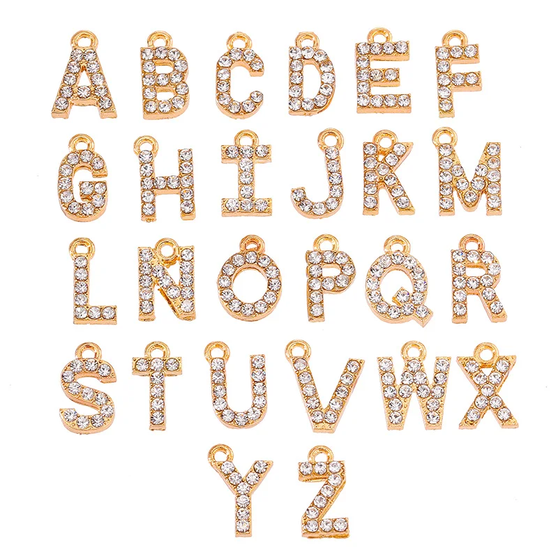 

Peixin 20Pcs/Set Shiny Cubic Zirconia Crystal 26 Letter Charms Pendants for Women Necklace Earring Jewelry Making accessories