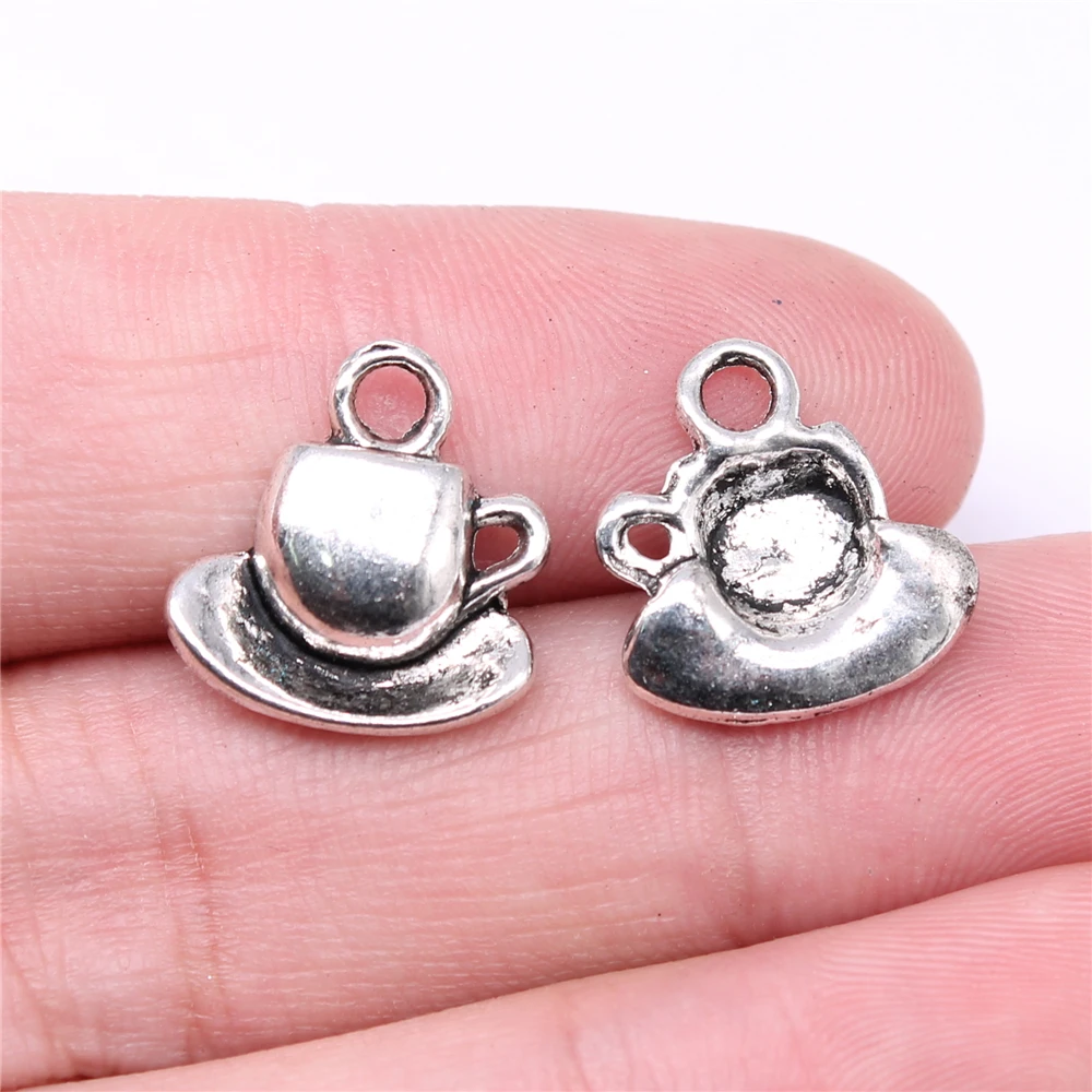 

20pcs Charms Coffee Tea Cup And Saucer 15x14mm Tibetan Silver Color Pendants Antique Jewelry Making DIY Handmade Craft Wholesale