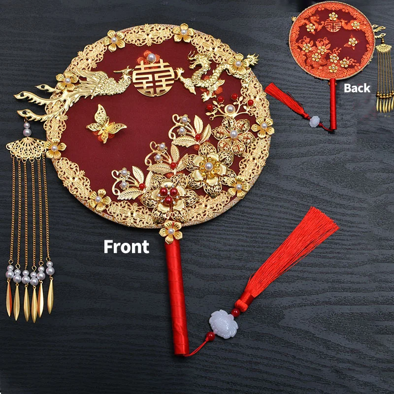 

Декоративные веера Dragon Phoenix, золотые, красные