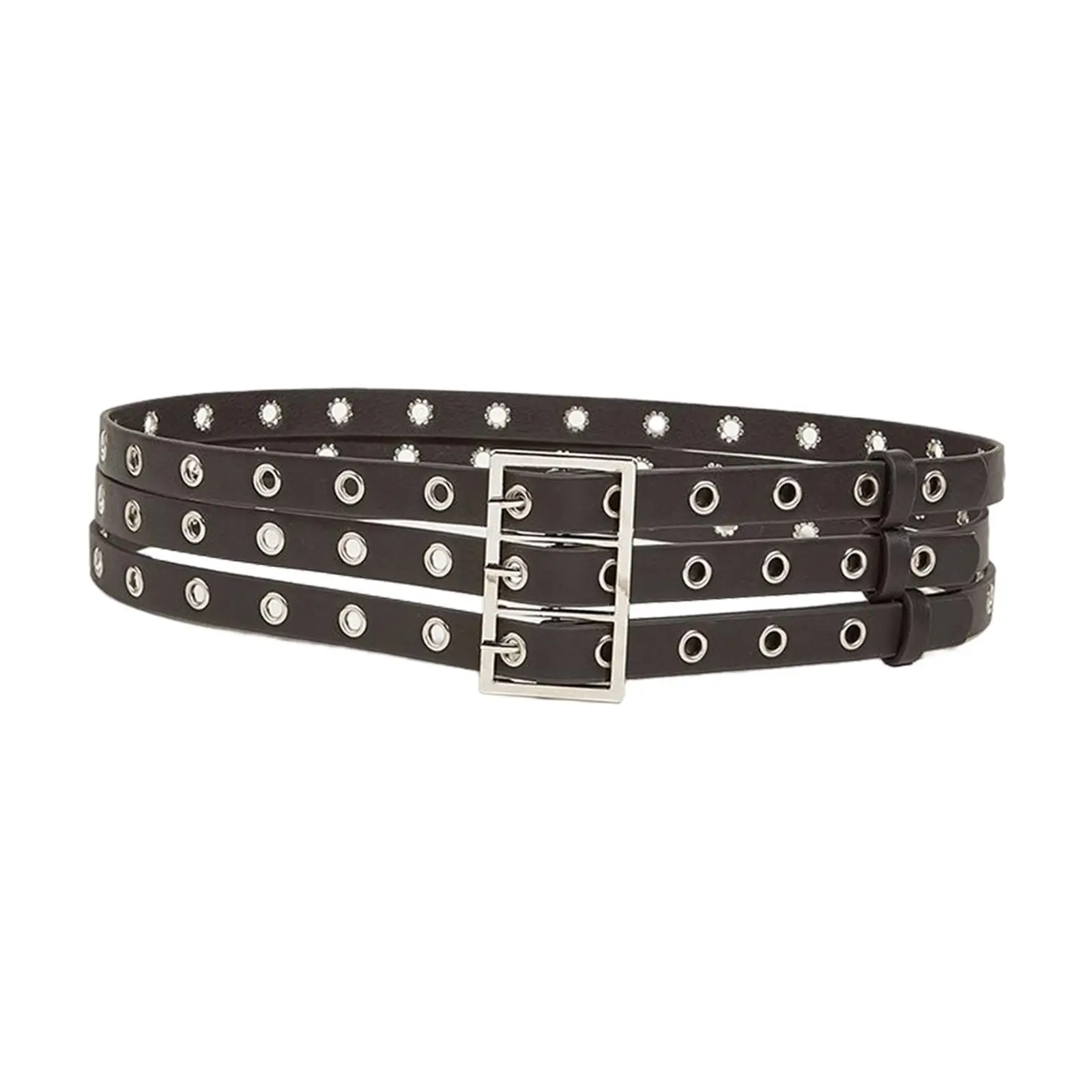 

Three Grommet Belt Eyelet Belt PU Leather Punk Waist Belt for Corset Dress
