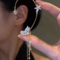 french elegant temperament diamond flower star tassel earhook for women korean fashion earring daily birthday party jewelry gift