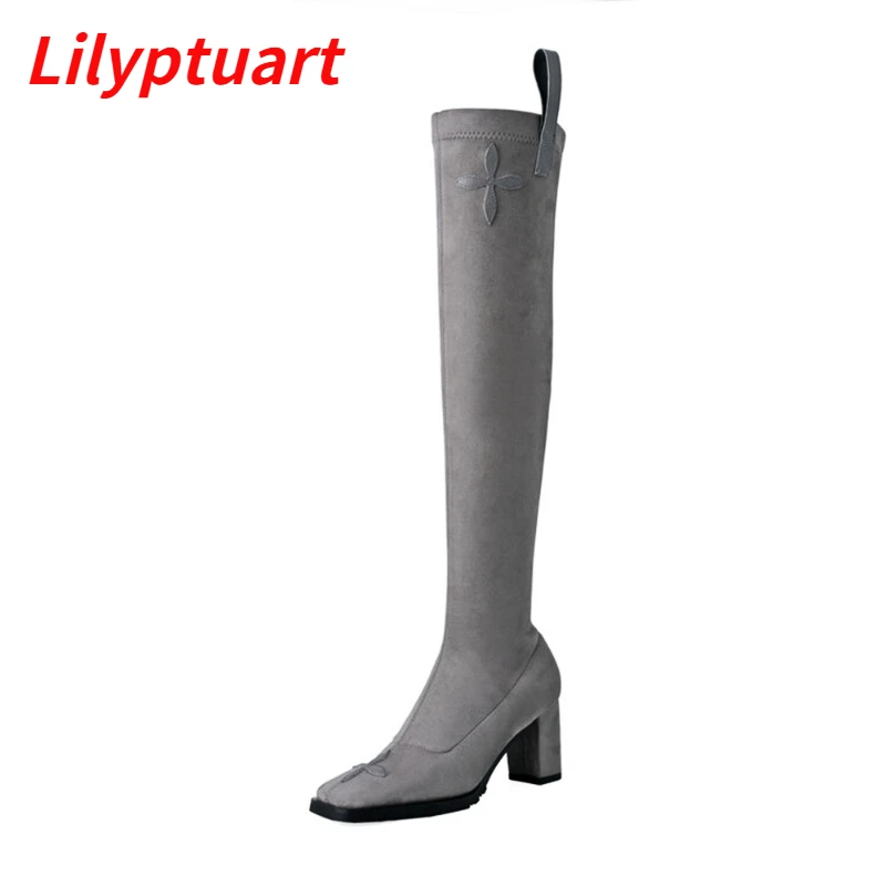 

LILYPTUART Women's Leather Ankle Boots, 2022 Spring/Autumn New Fashion Pointed Toe High Heel Thin Elegant Luxury Designer Shoes