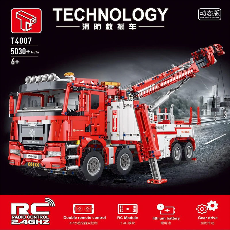 

APP Electric Model Fire Rescue Remote Control Vehicle T4007 High-tech Series Building Blocks Toys Kids Birthday Gift Set 17027