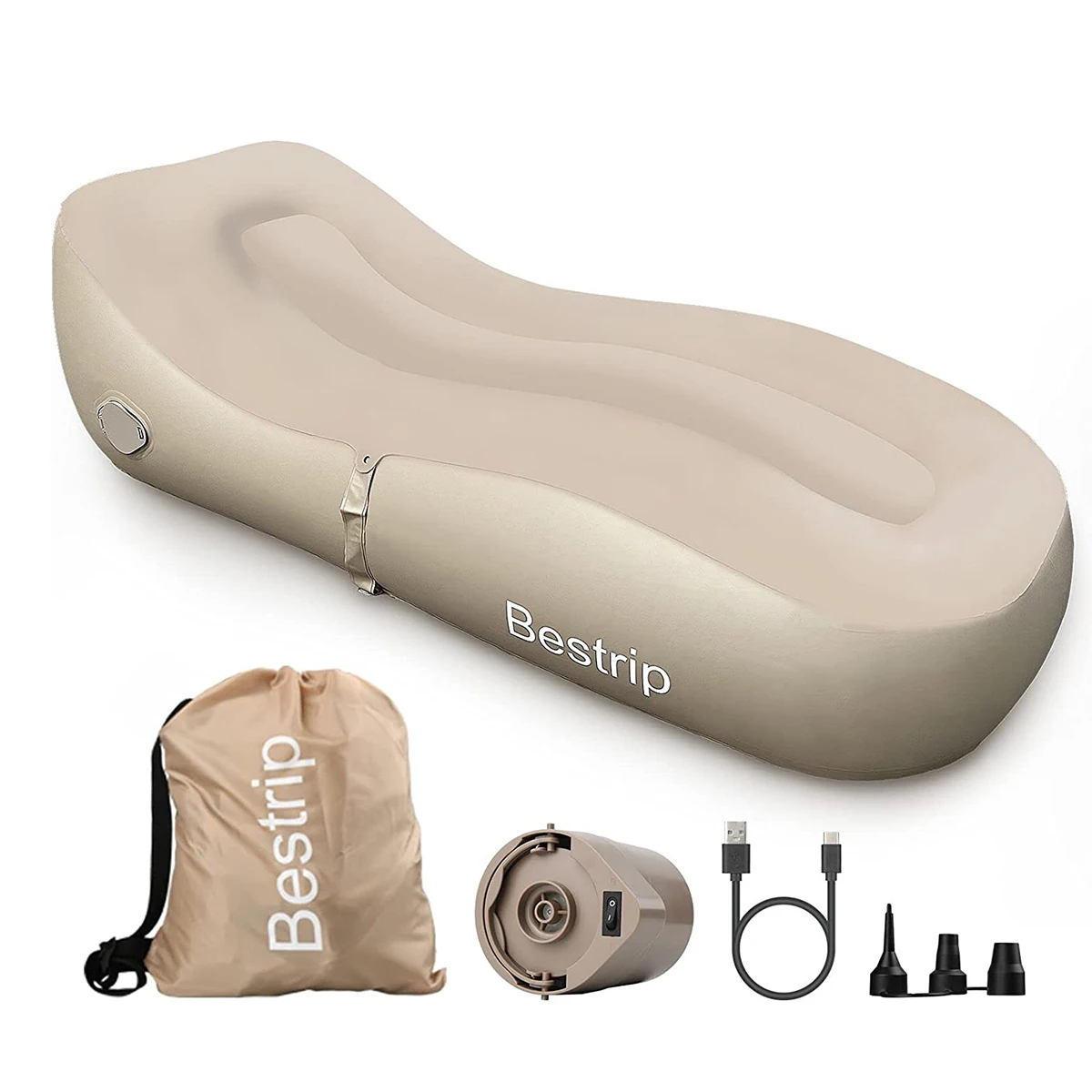 

Bestrip Inflatable Couch, Air Mattress Sofa Bed Camping Air Chair For Backyard Beach Travel Camping Picnic Outdoor Furniture