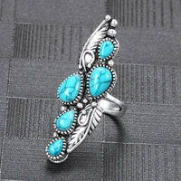 vintage silver color irregular rings for women men fashion oval cut green jewelry retro engagement party band rings