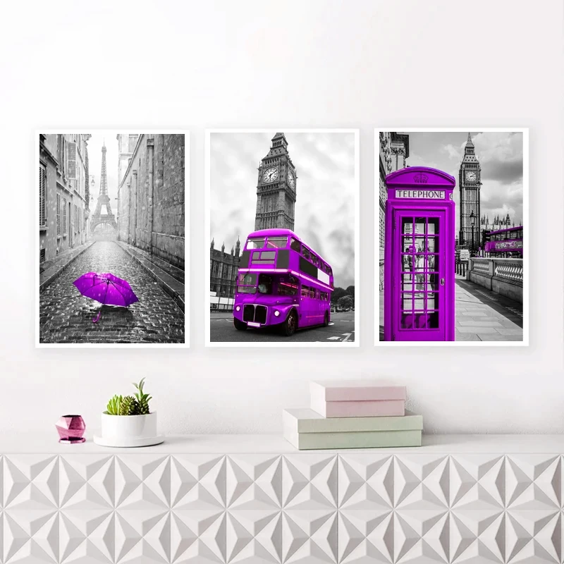 Регулировка цвета контраст Лондон Париж пейзаж город холст картины