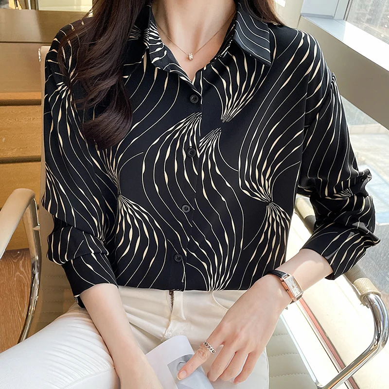 

Basic Black Shirt Loose Oversized for Women Elegant Beautiful Blouses Women's 2022 Spring New Long Sleeve Tops Blusas