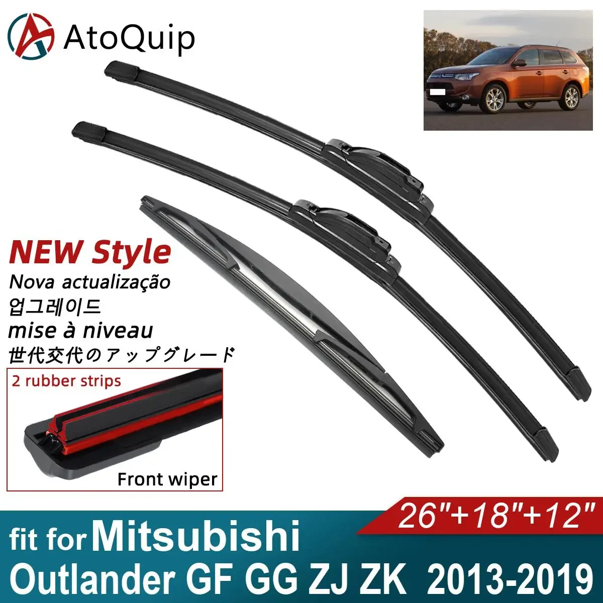 Двойные резиновые автомобильные дворники для Mitsubishi Outlander GF GG ZJ ZK 2013-2019 передние