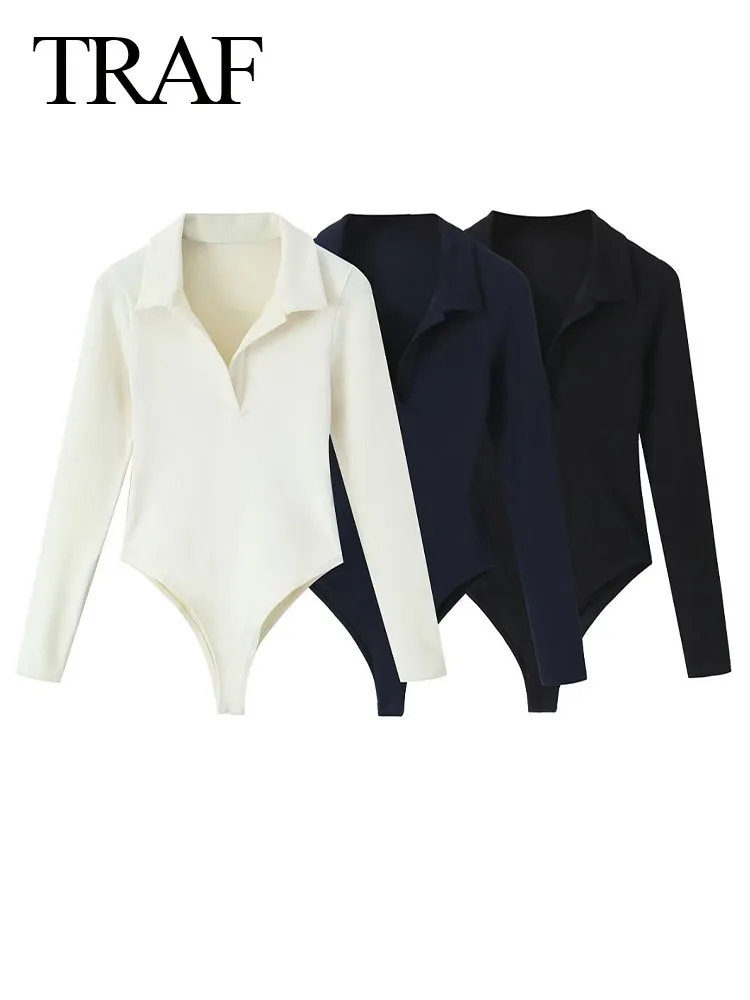 

Комбинезон женский осенний с V-образным вырезом и длинными рукавами