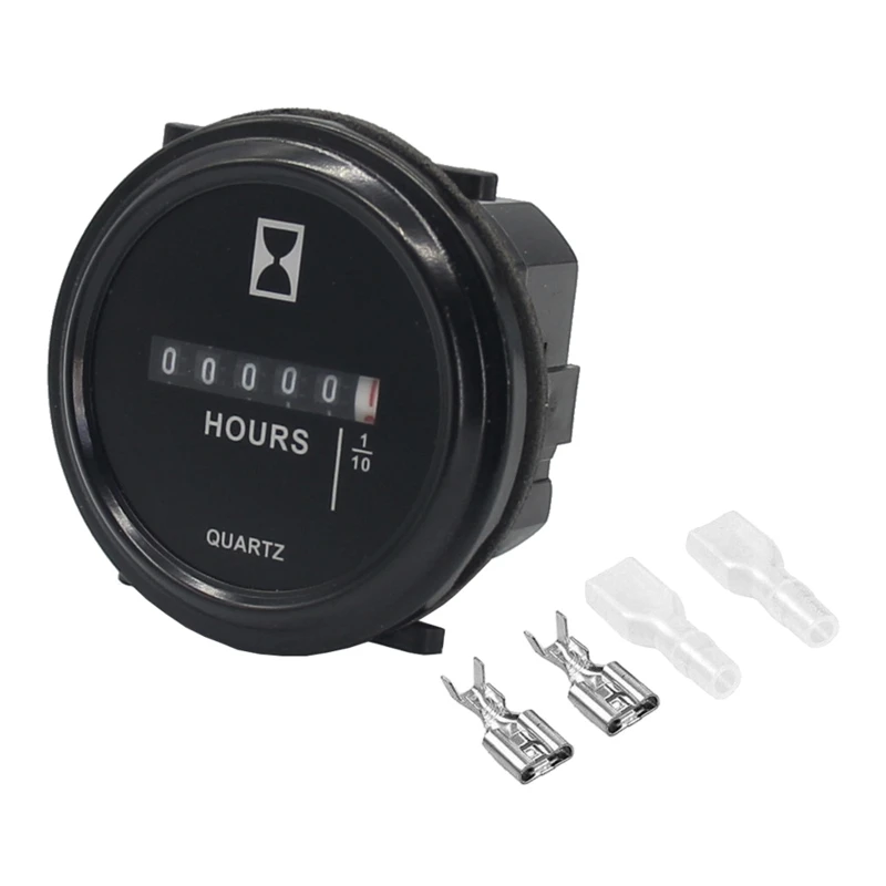 

Mechanical Hour Meter Gauge Professional Engine Hourmeter for DC 6-80V for Boat Auto ATV UTV 2" Round Gauge