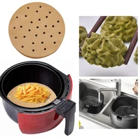100pc air fryers steamer liners oil proof baking paper perforated wood pulp papers non stick steaming basket mat kitcken utensil