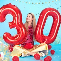 30 40inch gradient rose red big number foil balloons 0 1 2 3 4 5 6 7 8 9 18 years old birthday party wedding party decoration