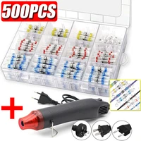 300w hot air gun with 500pcs waterproof heat shrink butts crimp terminals solder seal electrical wire cable splice terminal kit