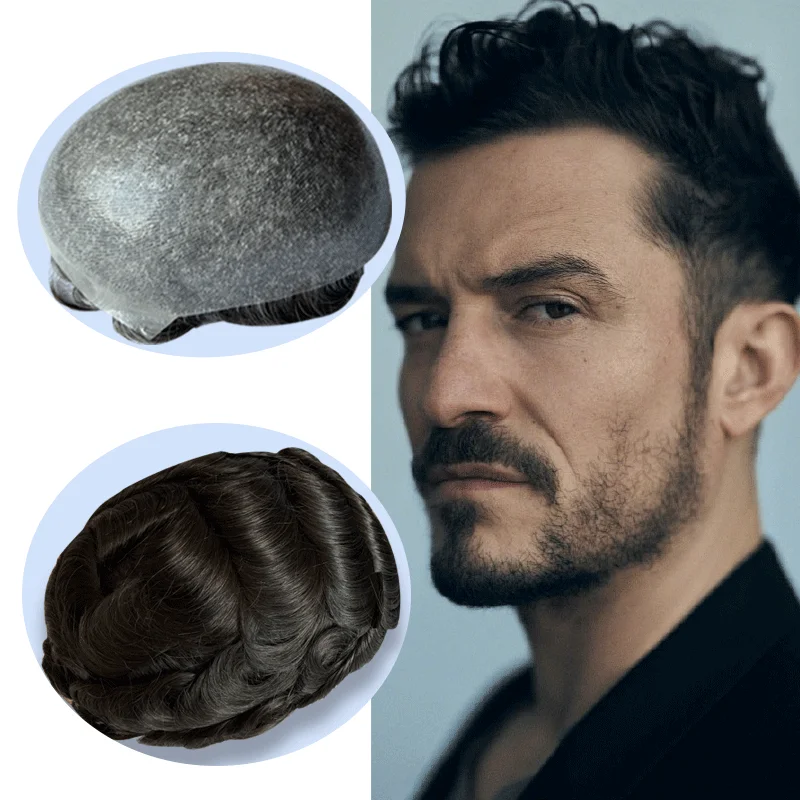 Мужской парик прочный мужской капиллярный протез для кожи мужские парики волос