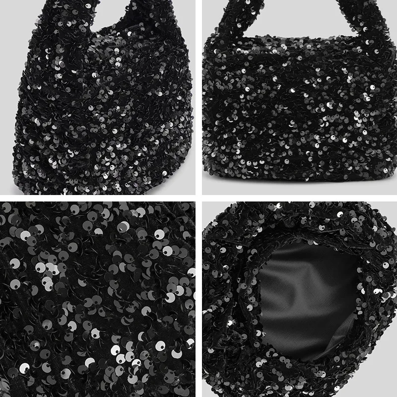 Women's Fashion Retro Sequin Design Shoulder Bag Large Capacity Simple Versatile Convenient Handbag 2023 New Sac à Main Femme