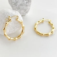 1 pair women earrings bamboo round jewelry exaggerated fashion appearance hoop earrings for prom