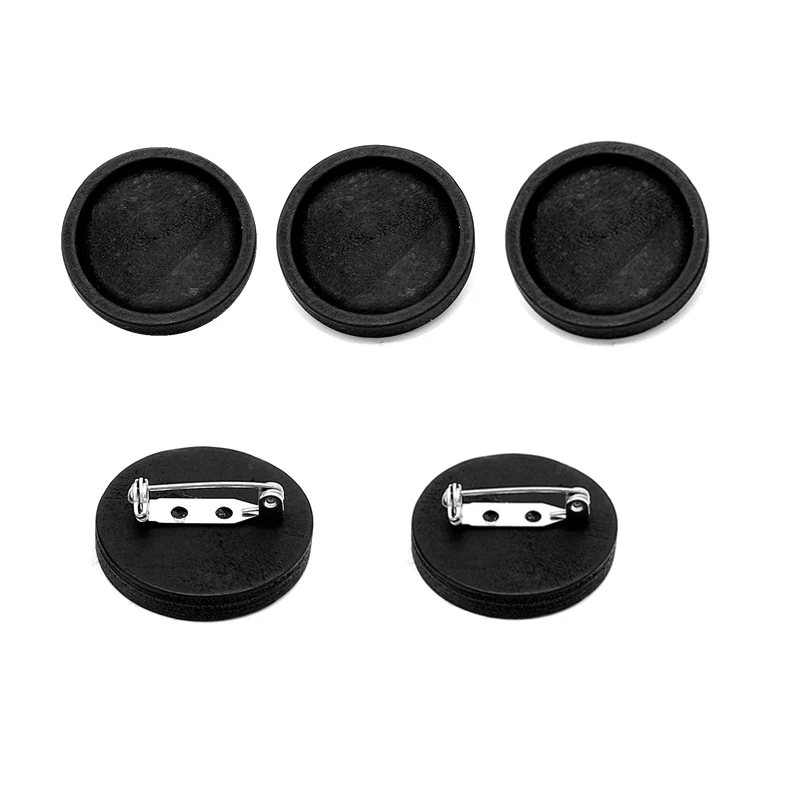 

5 Pcs New Safety Wooden Kabuki Brooch Base Set 20 25 30 40 Mm Diameter Round Baffle Tray Jewelry Making Diy Brooch Accessories