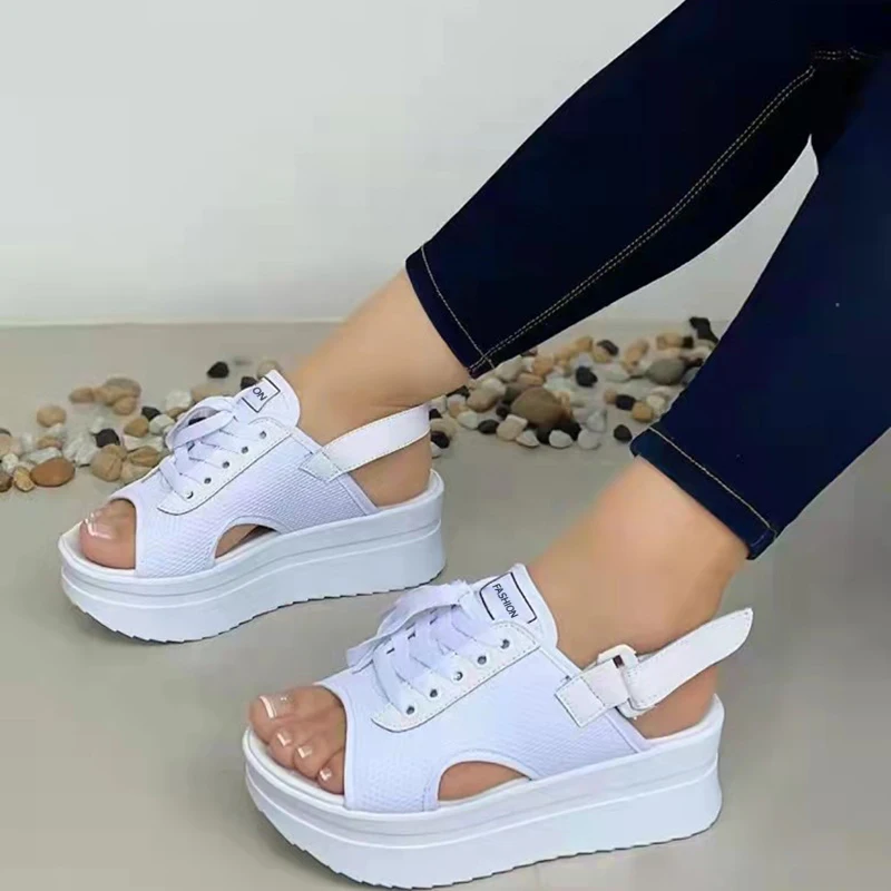 

New Fashion Peep Toe Flat Shoes for Women Casual Platform Sandals Comfort Designer Height Increase Beach Shoes 2023