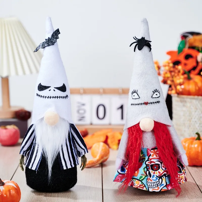 

New Halloween Faceless Doll Creative Long Legs Dwarf Witch Hat Doll Home Halloween Desktop Decoration Ornaments Plush Dolls