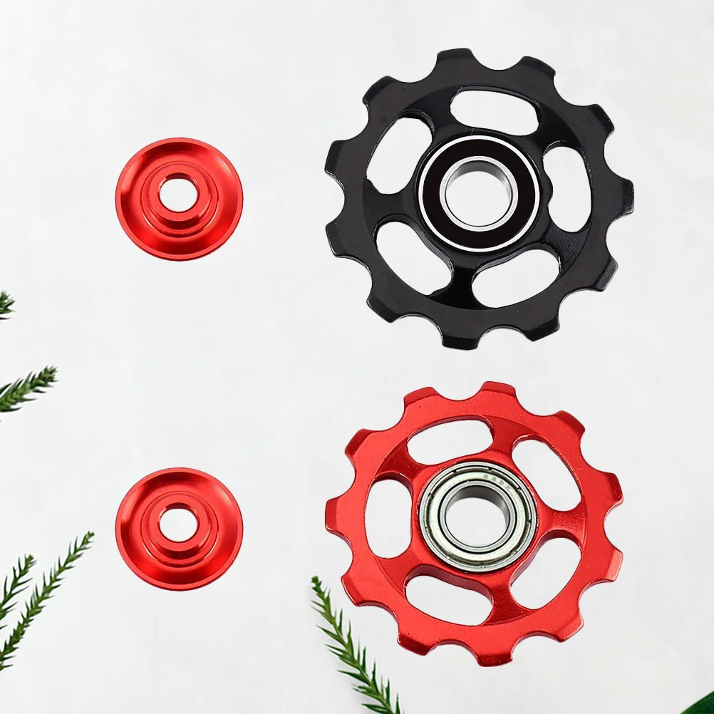 

2Pcs Aluminum Alloy Bike Wheel Rear Derailleur Pulley 11T for (Black+Red)