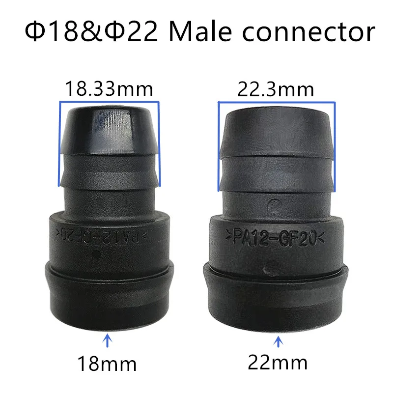 

18mm exhaust pipe joint universal plastic quick connector 22mm plastic male fittings for ea888 2pcs a lot