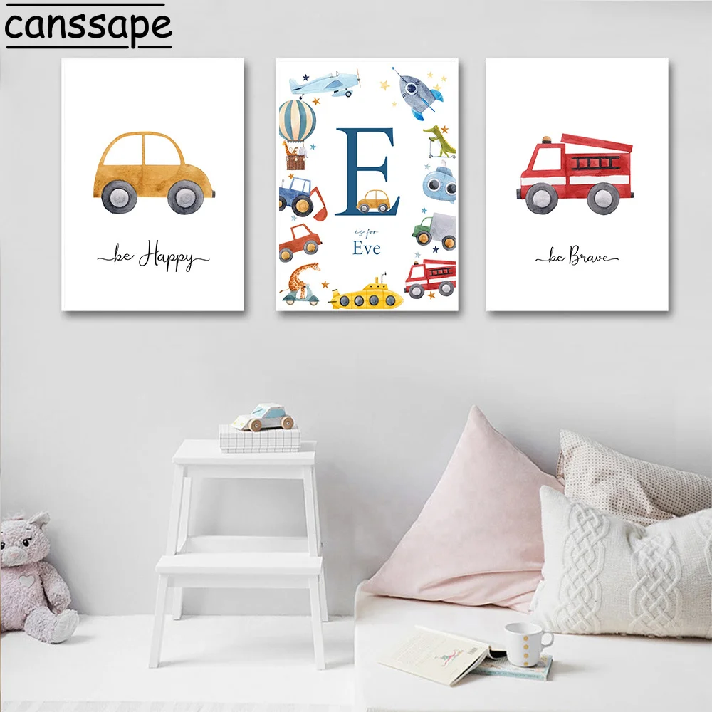 Настенные плакаты с именем на заказ алфавит холст плакат самолет художественная