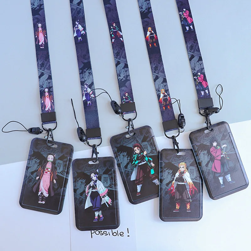 

Anime Demon Slayer Bus Subway Pack Keychain Cartoon Student Meal Id Card Lanyard Rope Holder Lariat Neck Strap Hang Keyring