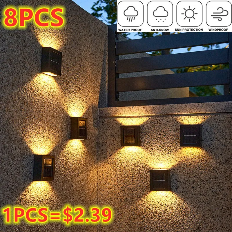 

Smart Solar LED Outdoor Waterproof Up and Down Luminous Lighting Garden Decoration Solar Lights Stairs Fence Sunlight Lamp