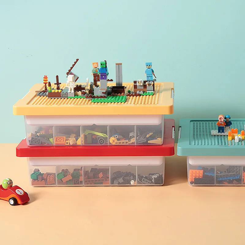 

Прозрачный ящик для хранения игрушек Lego, с крышкой
