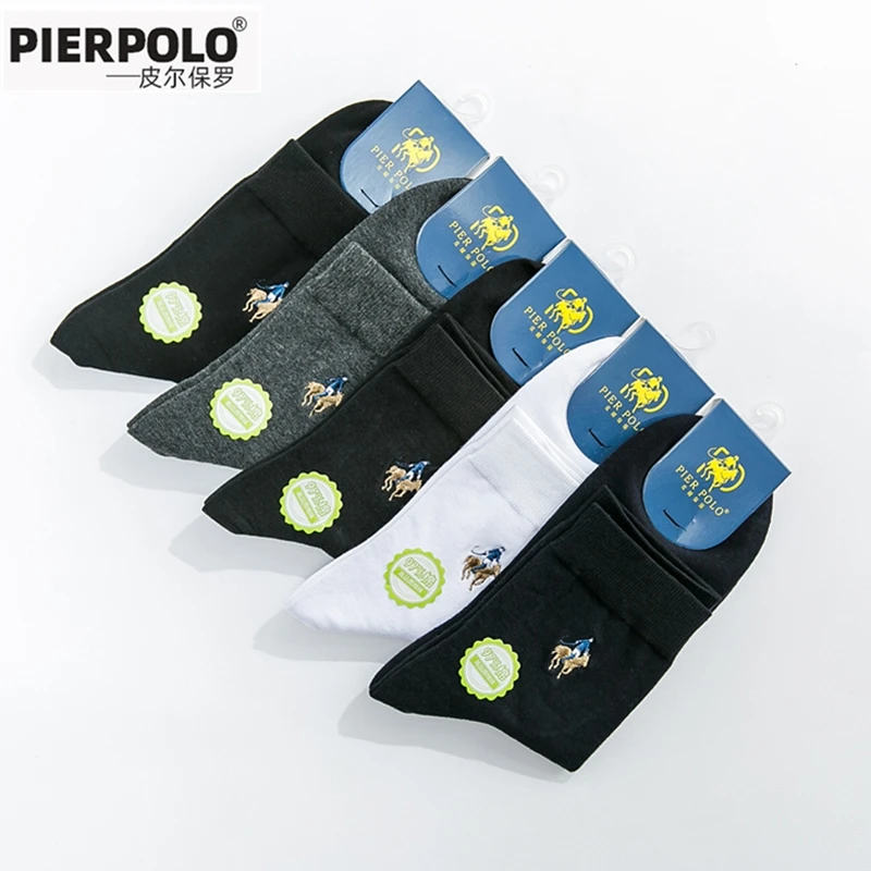 New 5 pairs of men's pure cotton medium socks men's dress brand pure color socks men's ship socks breathable deodorant socks