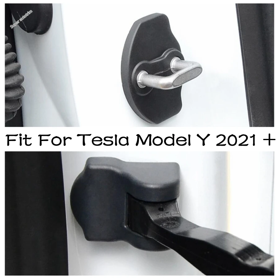 

Car Door Lock Cover Stopper Limiting Waterproof Protector Trim Plastic Fit For Tesla Model Y 2021 2022 Black Interior Refit Kit