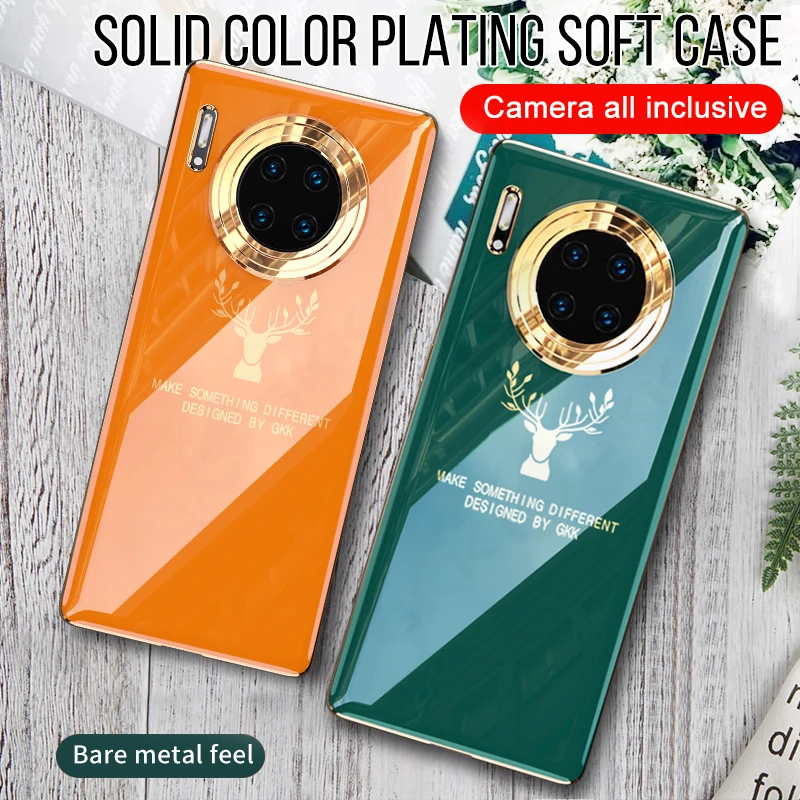

GKK Luxury Plating Pattern Soft Case For Huawei P20 P30 P40 Mate 20 30 honor 9X Pro Case Anti-knock With Film Protective Cover