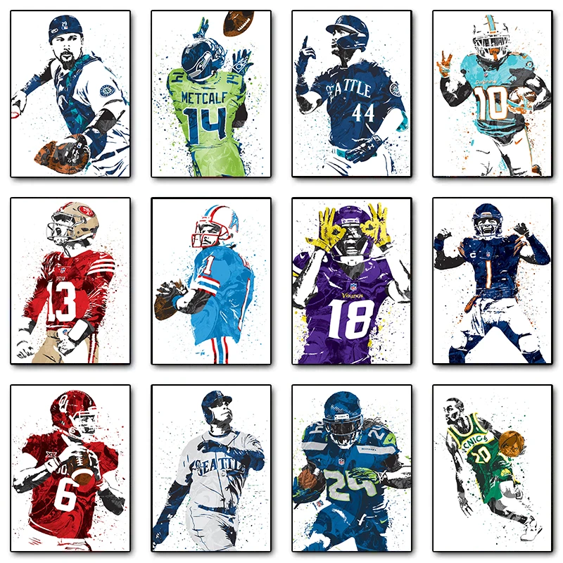 Акварельная известная Спортивная картина для хоккея с шайбой бейсбола