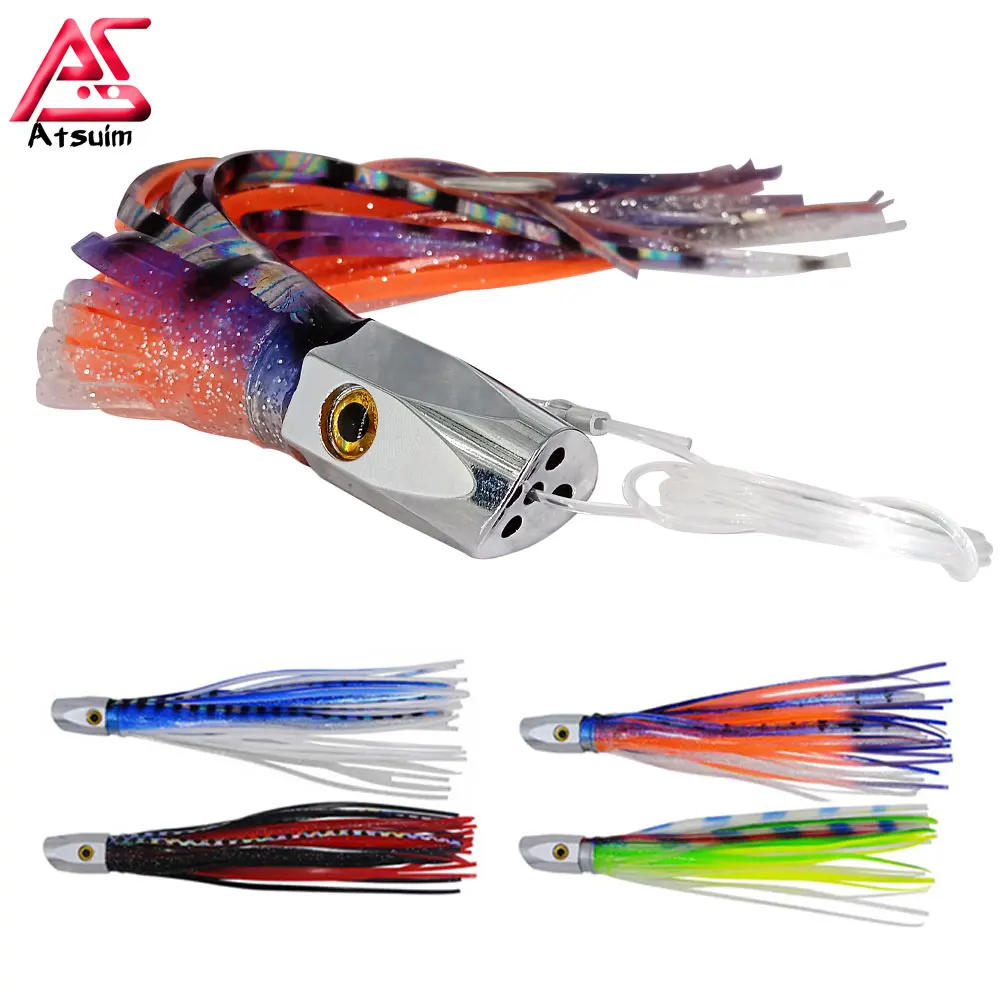 

AS 1PC 21cm110g Trolling Bait Copper Head Seawater Lure Octopus Squid Skirt Angler Drag Fishing Marlin Tuna Boat Pesca Leurre