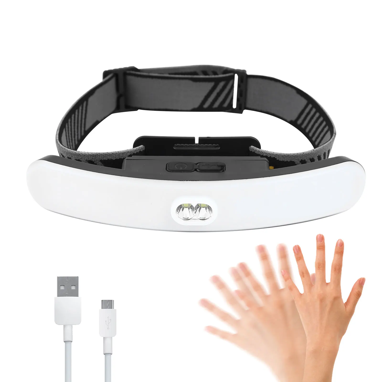 

1000mA 800 Lumens USB Rechargeable Head Lamps, Ultra Bright, 6 Lighting Modes, Waterproof COB LED Headlight for Outdoor Running