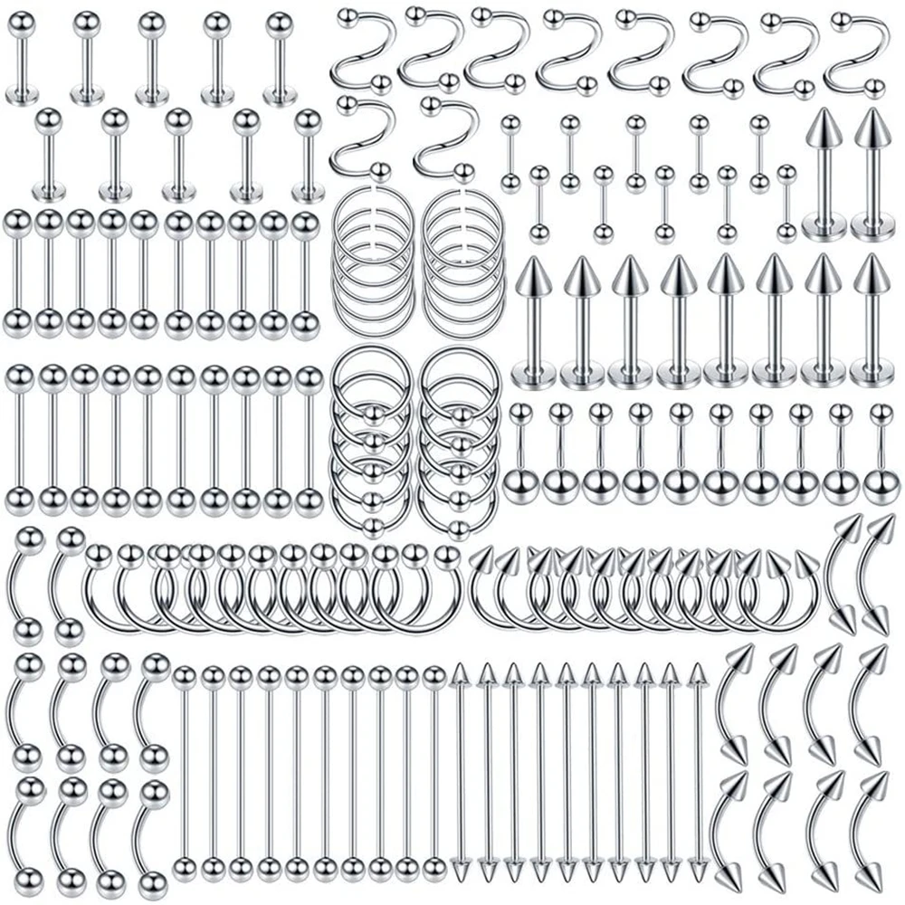 

Набор ювелирных изделий для пирсинга из нержавеющей стали, 150 шт.
