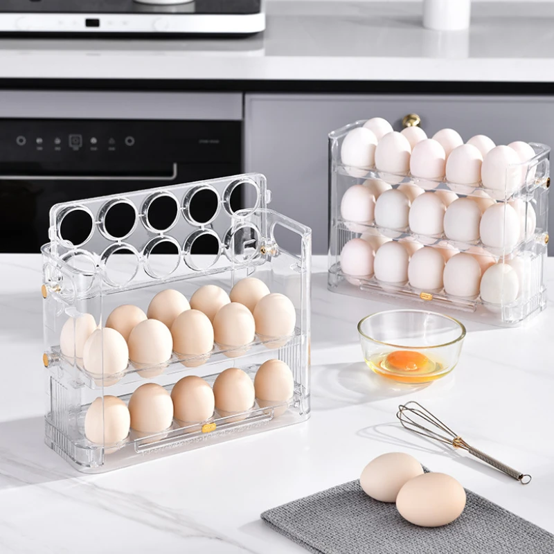 

Egg Refrigerator Storage Box Can Be Reversible Three Layers Of 30 Egg Cartons Home Kitchen Egg Tray Multi-layer Egg Rack